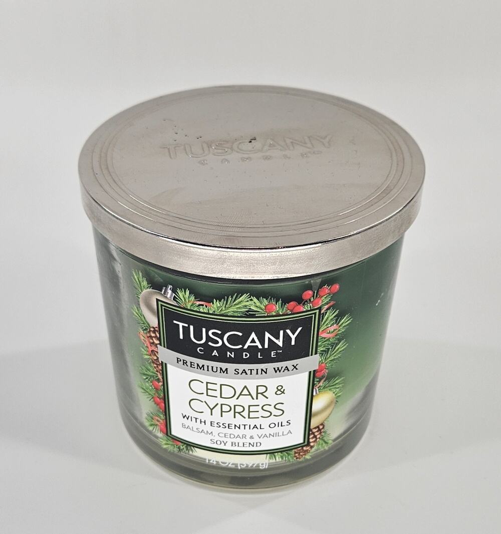 Tuscany Candle Cedar & Cypress 14 Oz 3 Wick Soy Blend Balsam Cedar Vanilla